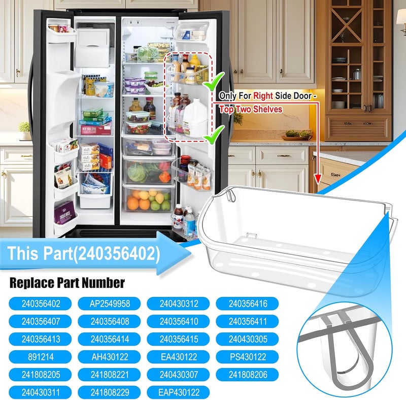 Alvar [2 PACK] UPGRADED 240356402 Refrigerator Door Bin Compatible with Frigidaire Door Shelf Replacement Refrigerator Door Shelves FFSS2615TS0 LFSS2612TF0 FGHS2631PF4A LFSS2612TE0 FFSS2615TS5 Door Bin - Image 3